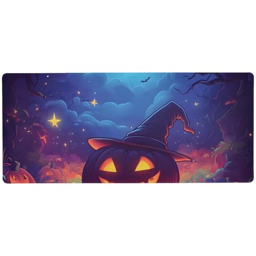 Halloween-Kürbis-Nacht-Pad, rutschfest, Gamer-Mauspad, großes Mauspad für den Schreibtisch, 80 x 30 cm von Joitme