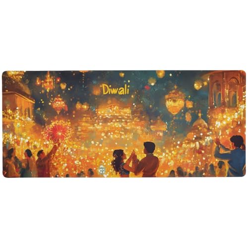 Happy Diwali Light Pad Maus Präzisionskontrolle, Mauspad lang, 89,9 x 39,9 cm, Maus für Laptop von Joitme