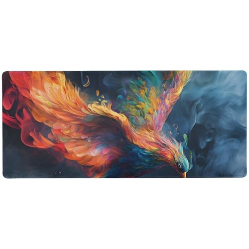 Mauspad mit buntem Phoenix-Himmel-Motiv, rutschfest, große Schreibtischunterlage, 90 x 40 cm, glatte Oberfläche für präzise Kontrolle von Joitme