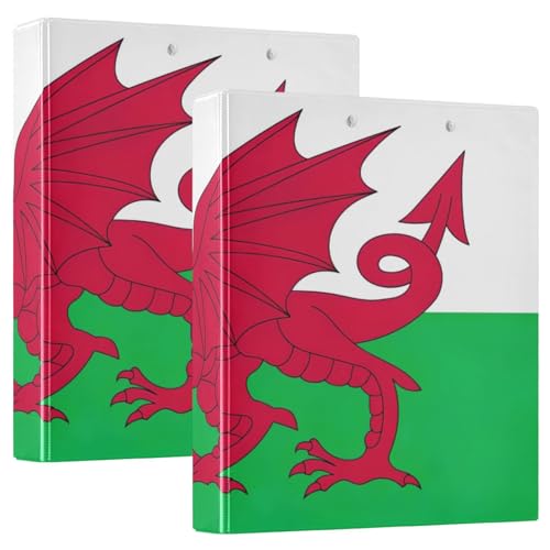 Notizbuchordner mit Wales-Flagge, PVC, für 200 Blatt, großer Ordner, 2 Stück von Joitme