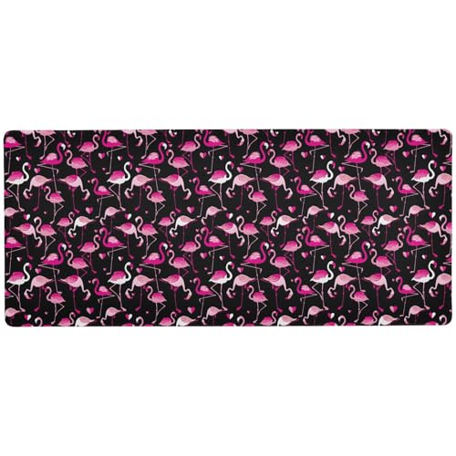 Trendy Flamingos Schreibtischunterlage, rutschfest, großes Gaming-Mauspad, 80 x 40 cm, glatte Oberfläche für präzise Kontrolle, Schwarz von Joitme