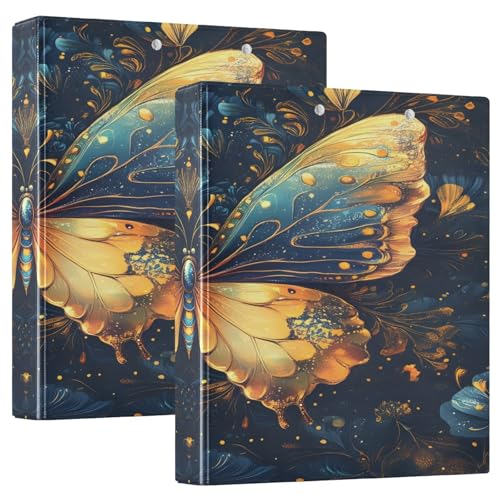 Vibrant Butterfly Navy Binder Notizbuch, 1 Packung Papierbinder, 3-Ringbuch mit Klemmbrett von Joitme