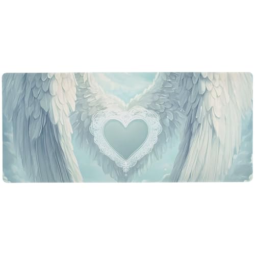 White Wings Gaming-Pad für den Schreibtisch, glatt, Gaming-Mauspad, großer Schreibtisch, 89,9 x 40,9 cm, strapazierfähige Oberfläche für präzise Mausbewegungen, rutschfeste Unterseite von Joitme