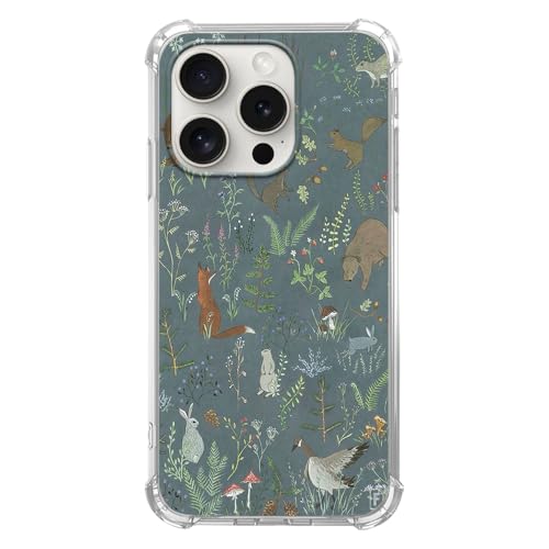 Natürliche Pflanzen und Tiere Malerei Handyhülle Kompatibel mit iPhone 15 Pro Max Blume Gras Kaninchen Eichhörnchen Bär Ente Vogel Fuchs Silikon Stoßfest TPU Bumper Cover Case für iPhone 15 Pro Max von Joktruay