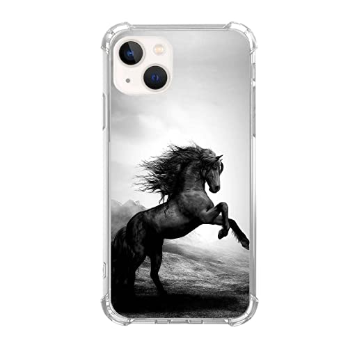 Schwarzes Pferd Handyhülle Kompatibel mit iPhone 13, Coole Exquisite Pferd Hülle für iPhone 13, Einzigartige Trendy TPU Bumper Schutzhülle Case von Joktruay