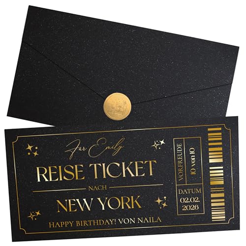 Joli Coon Personalisiertes Reiseticket - Personalisierter Reisegutschein - Geschenk Reiseliebhaber - Karte Reise Geschenk Schwarz Joli Coon Personalisiertes Reiseticket - Personalisierter Reisegutschein - Geschenk Reiseliebhaber - Karte Reise Geschenk Schwarz von Joli Coon