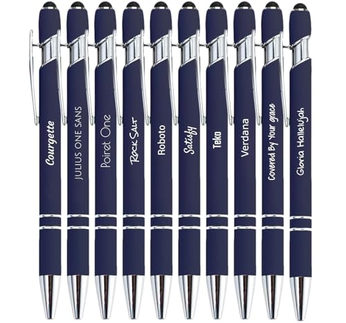 Jolis Papiers - x10 - Stift personalisiert 2 in 1 - Personalisiert Kugelschreiber mit Gravur I Chrom-Metall I Softtouch Feeling I schwarz schreiben I integrierter Stylus von Jolis Papiers