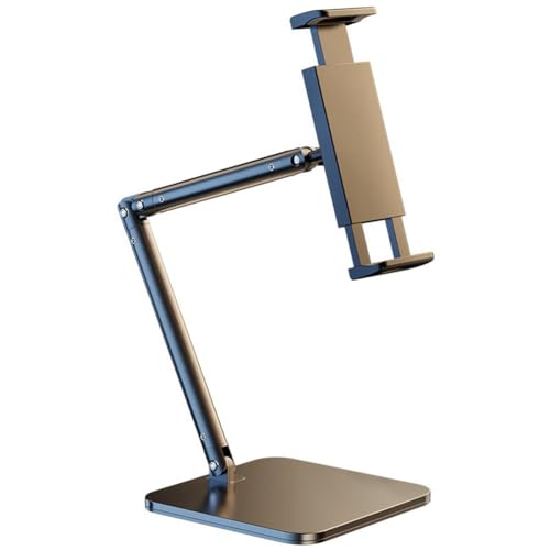 Jolsaawie Tablet-StäNder, Verstellbarer, Drehbarer Tablet- und TelefonstäNder: MetallstäNder für Den Schreibtisch mit Robuster Basis von Jolsaawie