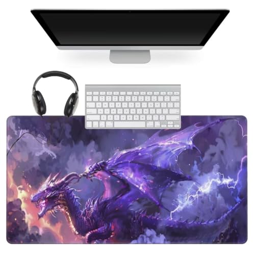 Blau Mauspad 700 x 300mm, Mousepad XXL Schreibtischunterlage Drache Mouse Pad, Wasserdicht und Rutschfest Gaming Mauspad, Verbessert Präzision und Geschwindigkeit, Mauspads für Pc Gaming Zubehör qw591 von Jonceen