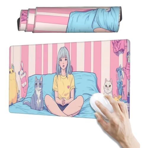 Cartoon Mauspad 900 x 400mm, Mousepad XXL Schreibtischunterlage Niedlich Mouse Pad, Wasserdicht und Rutschfest Gaming Mauspad, Verbessert Präzision, Gaming-Mauspads für Pc und Gaming Zubehör qw228 von Jonceen