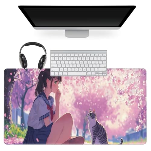 Katze Mauspad 1000 x 500mm, Mousepad XXL Schreibtischunterlage Süß Mouse Pad, Wasserdicht und Rutschfest Gaming Mauspad, Verbessert Präzision und Geschwindigkeit, Mauspads für Pc Gaming Zubehör qw535 von Jonceen