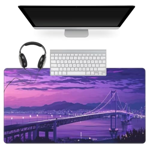 Lila Mauspad 600 x 300mm, Mousepad XXL Schreibtischunterlage Stadt Mouse Pad, Wasserdicht und Rutschfest Gaming Mauspad, Verbessert Präzision und Geschwindigkeit, Mauspads für Pc Gaming Zubehör qw638 von Jonceen