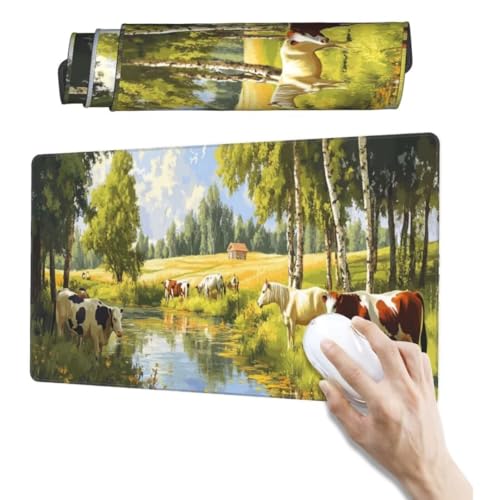 Natur Mauspad 800 x 300mm, Mousepad XXL Schreibtischunterlage Bauernhof Mouse Pad, Wasserdicht Rutschfest Gaming Mauspad, Verbessert Präzision und Geschwindigkeit, Mauspads für Pc Gaming Zubehör qw327 von Jonceen