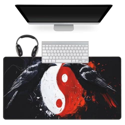 Schwarz Mauspad 1200 x 600mm, Mousepad XXL Schreibtischunterlage Vogel Mouse Pad, Wasserdicht Rutschfest Gaming Mauspad, Verbessert Präzision und Geschwindigkeit, Mauspads für Pc Gaming Zubehör qw542 von Jonceen