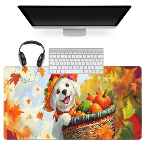 Weiß Mauspad 1600 x 800mm, Mousepad XXL Schreibtischunterlage Hund Mouse Pad, Wasserdicht und Rutschfest Gaming Mauspad, Verbessert Präzision und Geschwindigkeit, Mauspads für Pc Gaming Zubehör qw609 von Jonceen