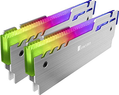 Jonsbo ARGB RAM Kühler - Erfrischen Sie den Stil Ihres Computers in 16 Millionen Farben - Kühlkörper Pc - Übertakten Mod DDR DDR 2 DDR3 DDR4 - Grau mit RGB - 2er Pack NC-3 ARGBX2 von Jonsbo