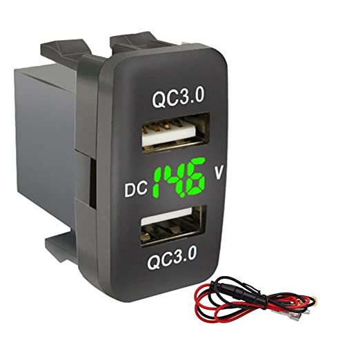 Auto USB 3.0 Schnellladung mit Display Voltmeter Schwarz und Grün Autoladegerät für von Josenidny