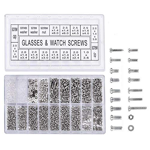 Josenidny 1000 Stück Edelstahl-Brillen-Uhren-Reparatur-Schrauben--Set, Schrauben, Muttern, Sortiment, Reparaturwerkzeug-Set von Josenidny