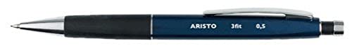 Aristo AR85305 Druckbleistift 3fit 0,50 mm (Ergonomischer Dreikant-Griff, voll versenkbare Metallspitze, Härtegrad Mine HB, integrierter Maxi Radiergummi) metallicblau/schwarz, 10 Stück von Jovi