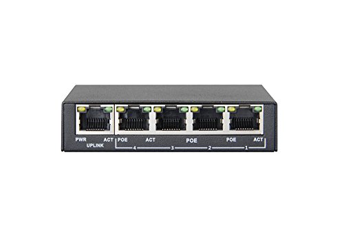 Jovision PS04 Poe Switch, 5 RJ45 Ports/4 Poe Ports, 802.3af, 10/100 Mbps, Max. Output Pro Port 15.4W von Jovision