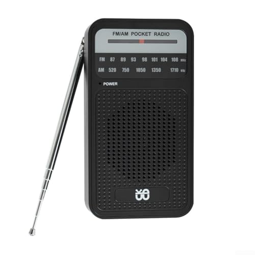 Mini-Taschenradio, vielseitiges tragbares AM-FM-Taschenradio, ABS, Wetterradio mit Lautsprecher und Kopfhörer, für Outdoor-Camping, schwarz, 12,5 x 7 x 3,5 cm Mini-Taschenradio, vielseitiges tragbares AM-FM-Taschenradio, ABS, Wetterradio mit Lautsprecher und Kopfhörer, für Outdoor-Camping, schwarz, 12,5 x 7 x 3,5 cm von JoyousMall