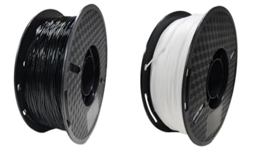 2PCS 3D-Druckerfilament, 1,75 mm TPU-Filament, 3D-Druckfilament, Geruchsarm, Maßgenauigkeit +/- 0,02 mm, (2,2 lbs) 1 kg Spule 3D-Filament (TPU Black+White) von Joyyko