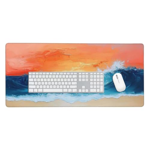 Gaming Mauspad, Mauspad XXL 800x400x 4mm Groß Mousepad Meereswelle Mauspad Gaming Zubehör mit Anti Rutsch Basis Mouse Pad Wasserdicht und Langlebig für Maus und Tastatur Decor Gaming Zubehör O-251 von Jpnca