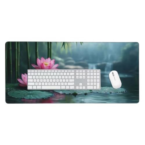 Gaming Mauspad, Mauspad XXL 900x300x 4mm Groß Mousepad Lotus Mauspad Gaming Zubehör mit Anti Rutsch Basis Mouse Pad Wasserdicht und Langlebig für Maus und Tastatur Decor Gaming Zubehör O-276 von Jpnca