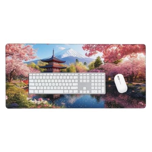 Jpnca Mauspad, Schreibtischunterlage, Mouse Pad Landschaftsgebiet Mount Fuji Gaming Mauspad, Mauspad XXL 600x300 mm, rutschfeste Gummibasis, Genähte Kanten Mauspad, Groß Erweiterter Desk Mat O-221 von Jpnca