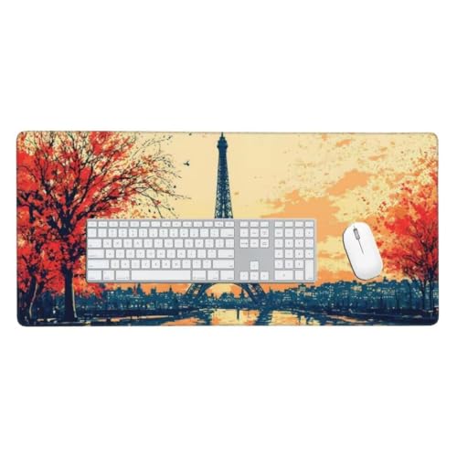 Mauspad, Schreibtischunterlage, Mouse Pad Eiffelturm Gaming Mauspad, Mauspad XXL 600x300 mm, Rutschfeste Gummibasis Desk Mat, Genähte Kanten Mauspad, Groß Erweiterter Schreibtisch Schutz, Geschenke O1 von Jpnca