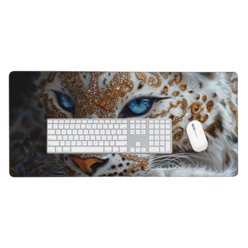 Mauspad, Schreibtischunterlage, Mouse Pad Leopard Gaming Mauspad, Mauspad XXL 600x300 mm, rutschfeste Gummibasis Desk Mat, Genähte Kanten Mauspad, Groß Erweiterter Schreibtisch Schutz, Geschenke O-34 von Jpnca