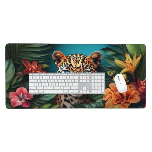 Mauspad, Schreibtischunterlage, Mouse Pad Leopardenblume Gaming Mauspad, Mauspad XXL 600x300 mm, Rutschfeste Gummibasis Desk Mat, Genähte Kanten Mauspad, Groß Erweiterter Schreibtisch Schutz O-36 von Jpnca