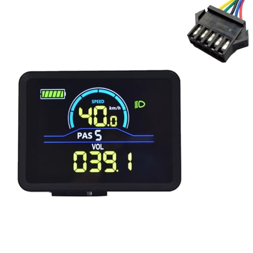 Jrpzcv P5C LCD-Anzeige für Elektrofahrräder, 24 V-60 V, Intelligentes E-Bike-Display, IP67, UART, LCD-Anzeige, SM 5PIN von Jrpzcv