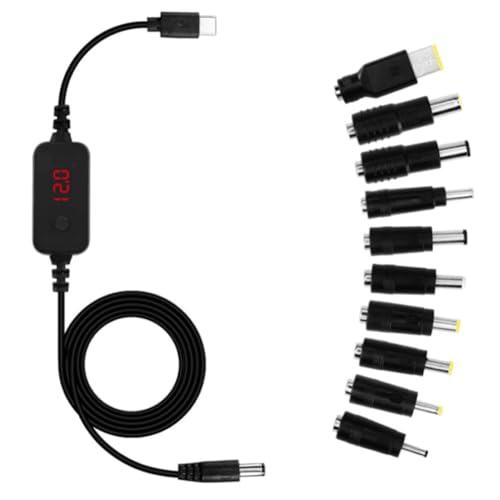 Jrpzcv Typ C auf DC Boost-Kabel Adapterkabel 5 V 9 V 12 V 15 V 20 V Einstellbare Spannung PD Schnellladekabel für Laptop Universal von Jrpzcv