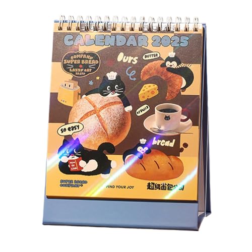 Jubepk Desk Calendar 2025 | Desktop Calendar 2025 | Table Calendar 2025, 2025 Cartoon Themed Desk Calendars with 14 Month Planners, 5.5x7.2inches Bread Design Standing Desktop Calendars for Table von Jubepk