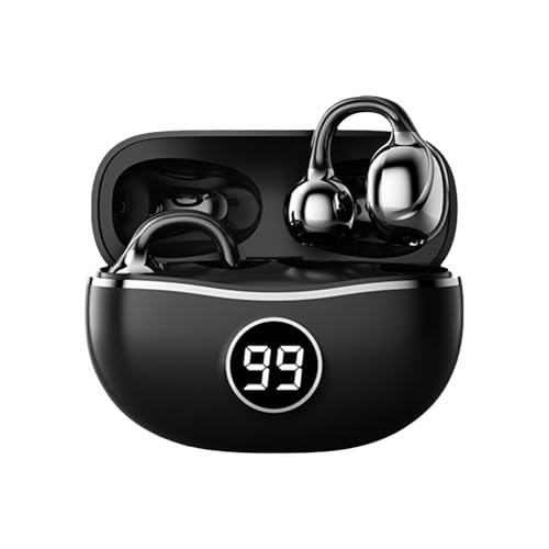 Jubepk Open Ear Earbuds, Fitness Earphones, Wireless Clip Kopfhörer mit offener Passform, bequemes und schweißfestes Design, ideal für , Workout, aktiven Lebensstil, cremig und schwarz von Jubepk