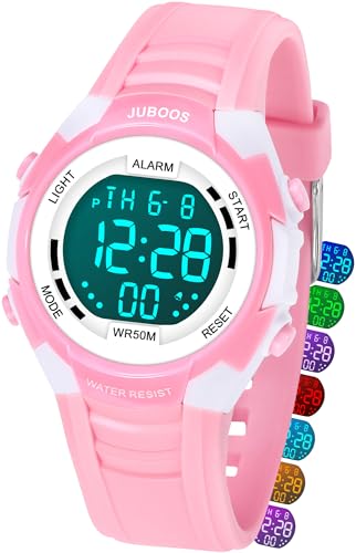 Juboos Kinder Digitaluhren,7 Farben LED-Licht Kinder Sport Armbanduhr Jungen Wasserdicht Kinderuhr mit Alarm Stoppuhr,Kinderuhren Outdoor Armbanduhr für Jungen Mädchen 5-18 Juboos Kinder Digitaluhren,7 Farben LED-Licht Kinder Sport Armbanduhr Jungen Wasserdicht Kinderuhr mit Alarm Stoppuhr,Kinderuhren Outdoor Armbanduhr für Jungen Mädchen 5-18 von Juboos