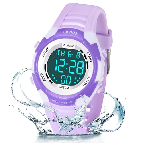 Kinder Digitaluhren,7 Farben LED-Licht Kinder Sport Armbanduhr Jungen Wasserdicht Kinderuhr mit Alarm Stoppuhr,Kinderuhren Outdoor Armbanduhr für Jungen Mädchen von Juboos