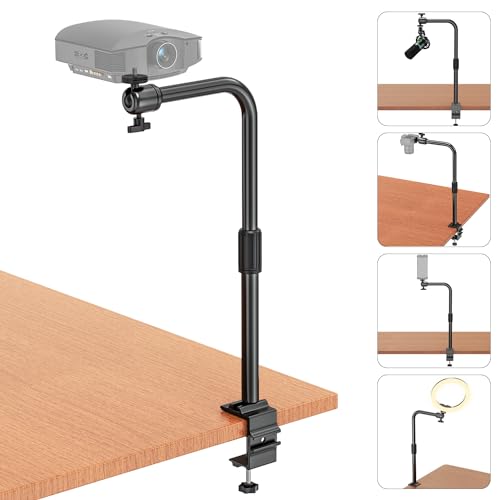 Jubor Projektor Tisch Halterung mit 360° Flexibel Gelenkarm, Projektor Tischständer mit 1/4" Schraube, Heavy Duty Desktop Kamerahalterung Beamer Ständer für Projektor, Kamera, Ringlicht von Jubor