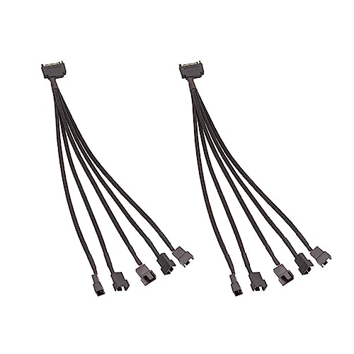 Junguluy 2X 15 Pin SATA zu 5 Lüfter Adapter Kabel SATA zu 3 Pin/4 Pin PMW PC Gehäuse Lüfter Netz Teil Kabel, Lüfter Y Splitter Kabel von Junguluy