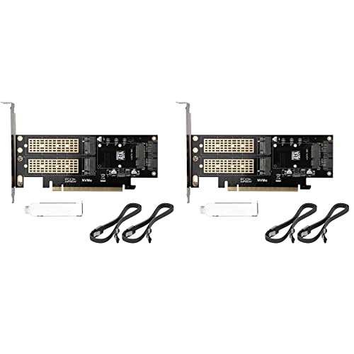 Junguluy 2X 3 in 1 NGFF- und MSATA SSD Adapter Karte M.2 NVME Zu PCIe 16X / M.2 SATA SSD Zu SATA III Zu SATA Konverter + 2 SATA Kabel von Junguluy