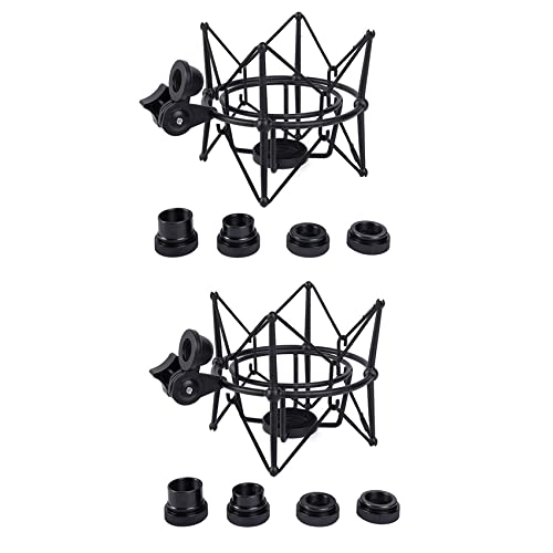 Junguluy 2X Mikrofon-Stoßdämpferhalterung, Verstellbare Halterung, Aufnahmemikrofonständer, Metallhalterung, Mikrofonständer (Schwarz) von Junguluy