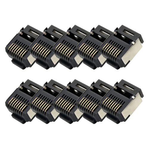 Junterone 10 Stück RJ45-Stecker, Spezieller 8P8C-Modulstecker mit Kurzem Gehäuse und Geschirmtem Gehäuse für Netzwerkkabel von Junterone