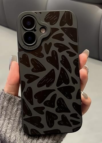 Jusnfu iPhone 13 Pro Hülle 6,1 Zoll 2021, Aesthetic Y2K Love Print Handyhülle für Frauen Mädchen Männer, Slim Silikon Schutzhülle für iPhone 13 Pro, Black Love von Jusnfu