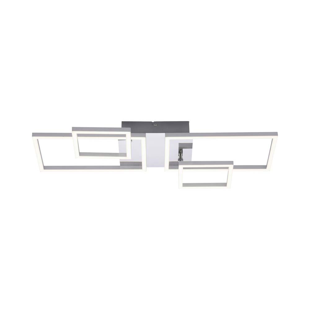 LED Deckenleuchte, stahlfarben, Quadrate beweglich, L 65 cm von Just Light