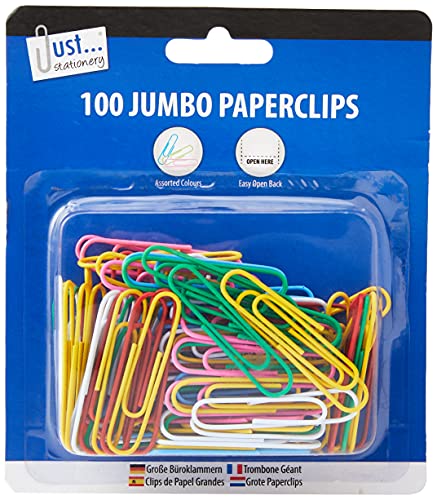 Just stationery Jumbo Büroklammer (100 Stück), mehrfarbig, 9195 von Just stationery