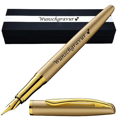 Pelikan Füllhalter Jazz® Noble Elegance mit Gravur als Geschenk | Emojis Gravur möglich | Farbe Gold | personalisiert mit Wunschgravur Pelikan Füller mit Gravur von Juwelier Schönschmied