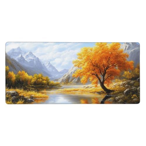 Gaming Mauspad Herbst Schreibtischunterlage Landschaft Mauspad XXL 1200 x 600 x 3mm, Wetterfest Anti-Rutsch Mauspad Gaming Zubehör Verbessert Präzision und Geschwindigkeit,Mouse Pad für Office Deko-20 von Jvyaeen