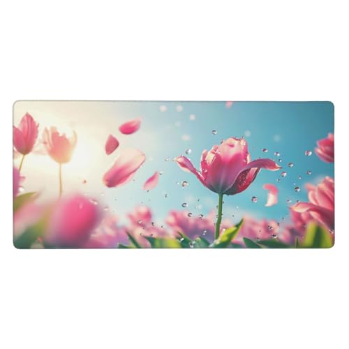 Gaming Mauspad Rosa Schreibtischunterlage Blume Mauspad XXL 1200 x 600 x 3mm, Wetterfest Anti-Rutsch Mauspad Gaming Zubehör Verbessert Präzision und Geschwindigkeit, Mouse Pad für Office Deko -718 von Jvyaeen