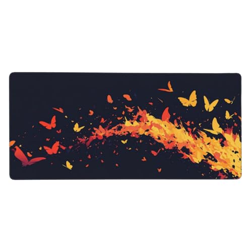 Gaming Mauspad Rot Schreibtischunterlage Schmetterling Mauspad XXL 700 x 400 x 3mm, Wetterfest Anti-Rutsch Mauspad Gaming Zubehör Verbessert Präzision und Geschwindigkeit,Mouse Pad für Office Deko-131 von Jvyaeen